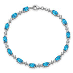 Sterling Silver Rhodium-plated Blue & White Topaz Bracelet