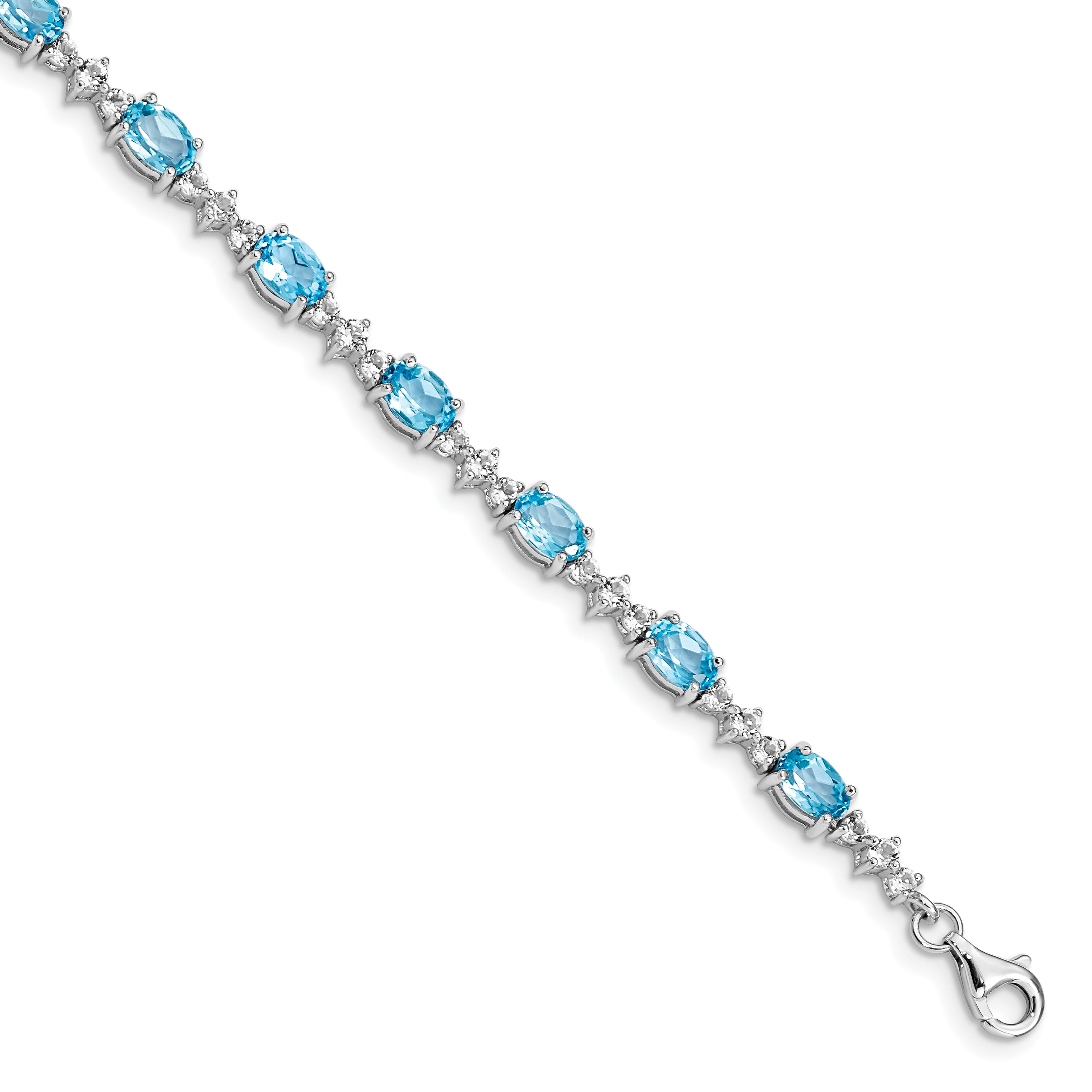 Sterling Silver Rhodium-plated Blue & White Topaz Bracelet Main image