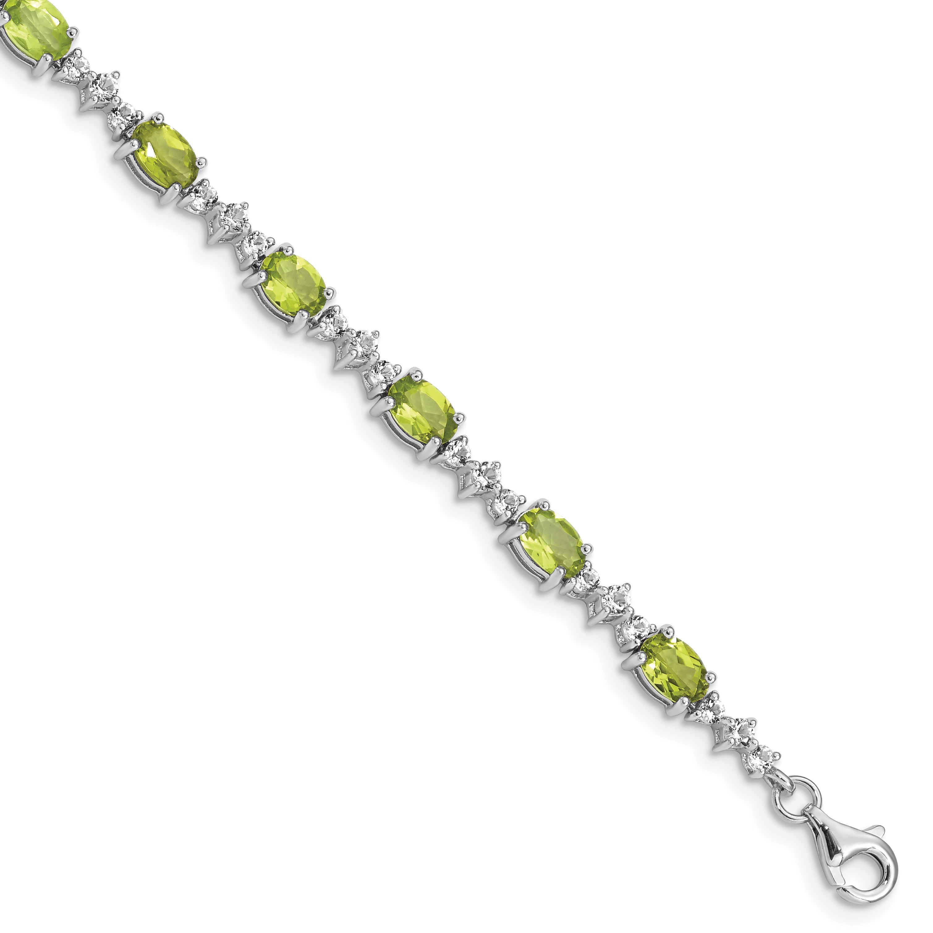 Sterling Silver Rhodium-plated Peridot White Topaz Bracelet Main image