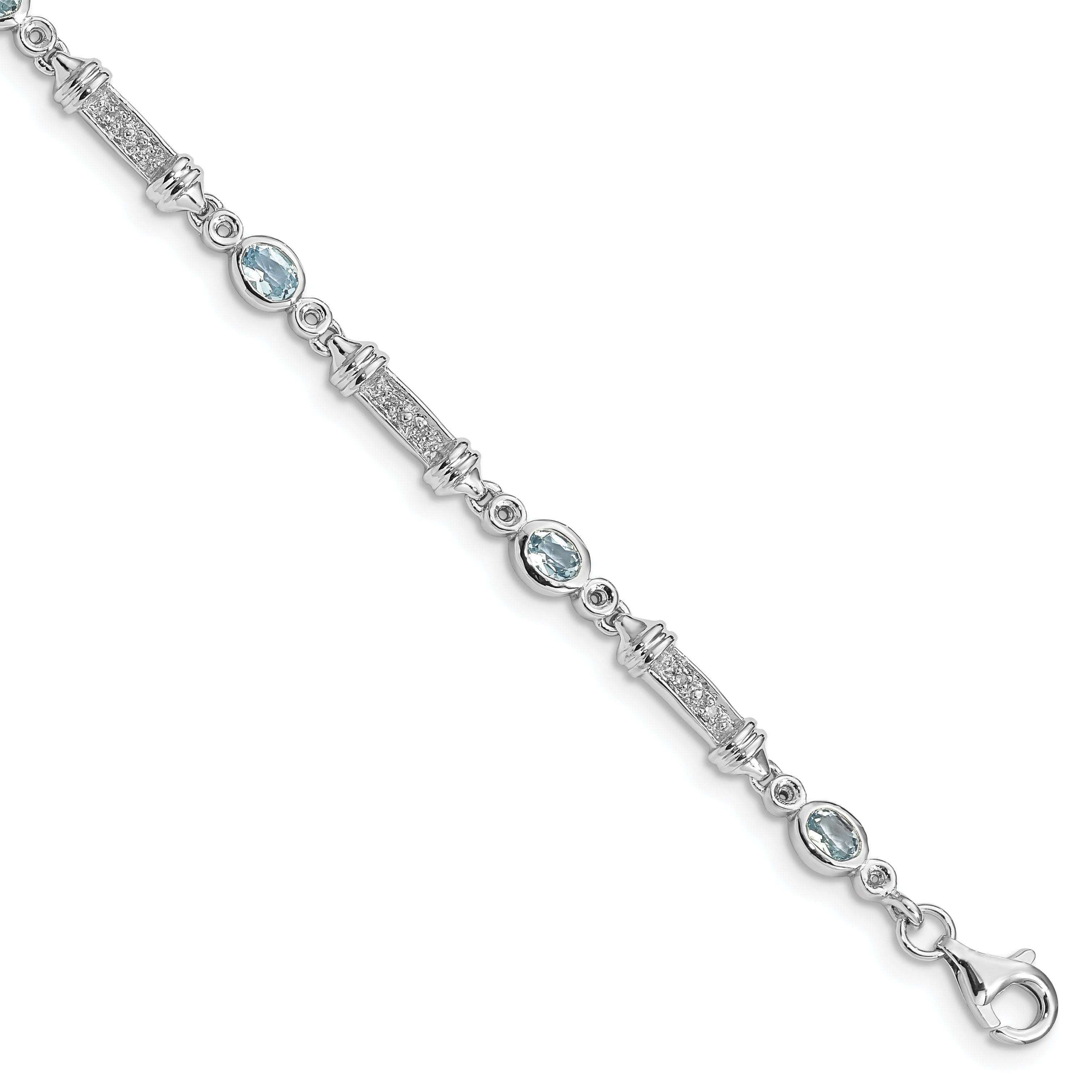 Sterling Silver Rhodium-plated Aquamarine and Diamond Bracelet Main image