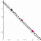 Sterling Silver Rhodium-plated Pink Tourmaline and Diamond Bracelet