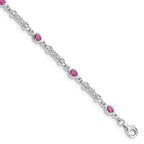 Sterling Silver Rhodium-plated Pink Tourmaline and Diamond Bracelet