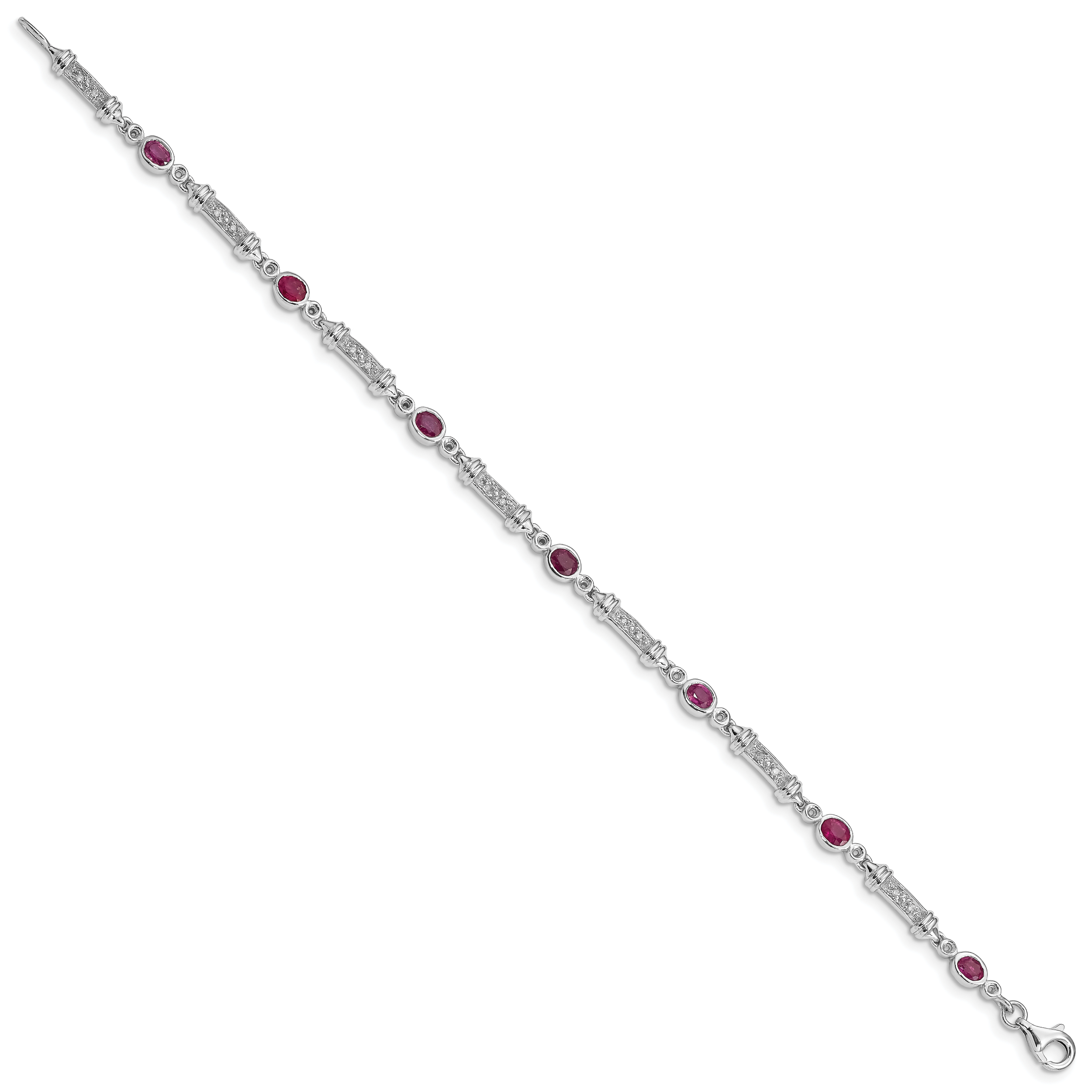 Sterling Silver Rhodium-plated Composite Ruby and Diamond Bracelet Secondary image