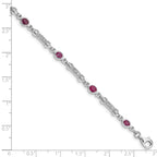 Sterling Silver Rhodium-plated Composite Ruby and Diamond Bracelet