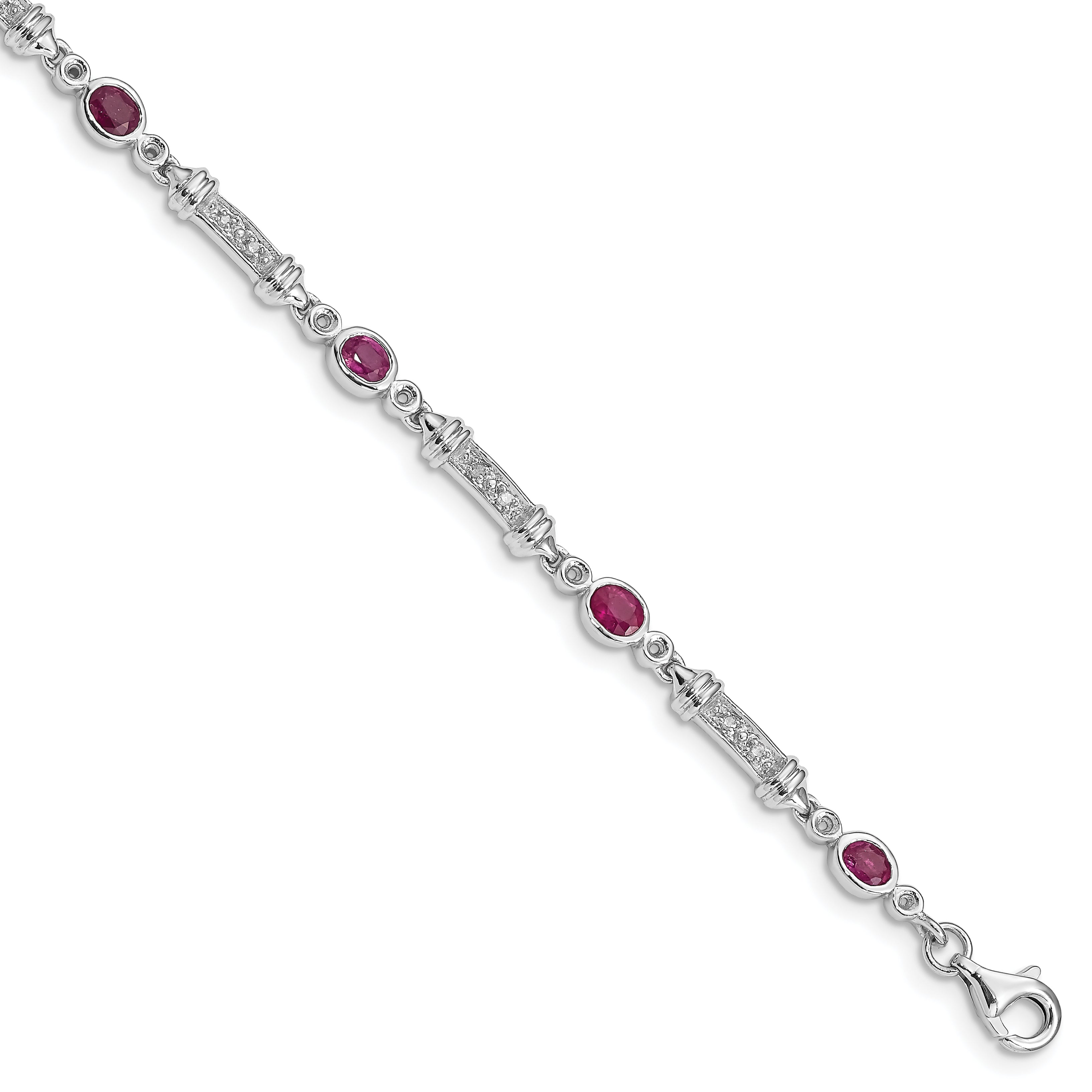 Sterling Silver Rhodium-plated Composite Ruby and Diamond Bracelet Main image