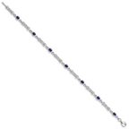 Sterling Silver Rhodium-plated Sapphire and Diamond Bracelet