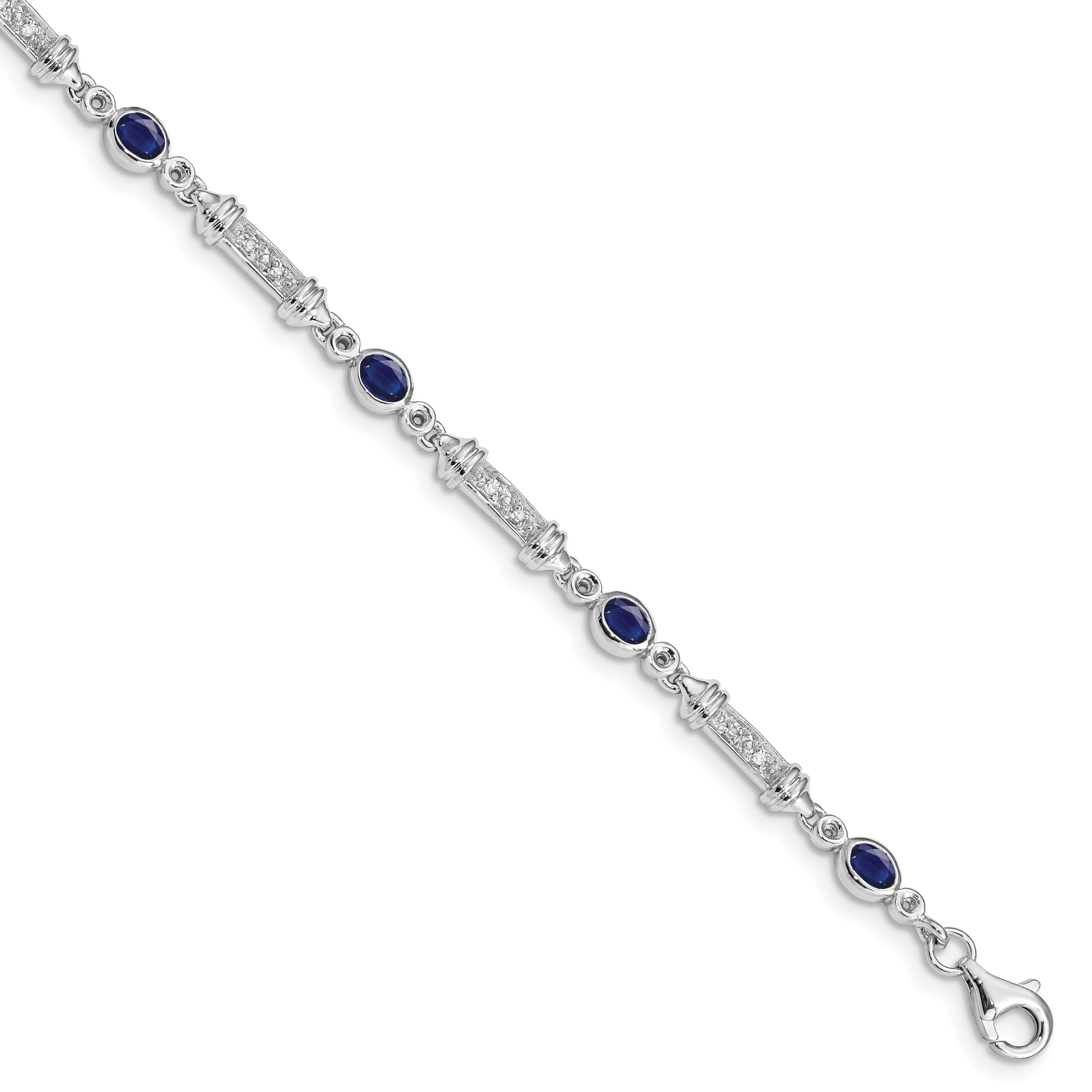 Sterling Silver Rhodium-plated Sapphire and Diamond Bracelet Main image