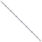 Sterling Silver Rhodium-plated Tanzanite and Diamond Bracelet