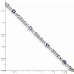 Sterling Silver Rhodium-plated Tanzanite and Diamond Bracelet