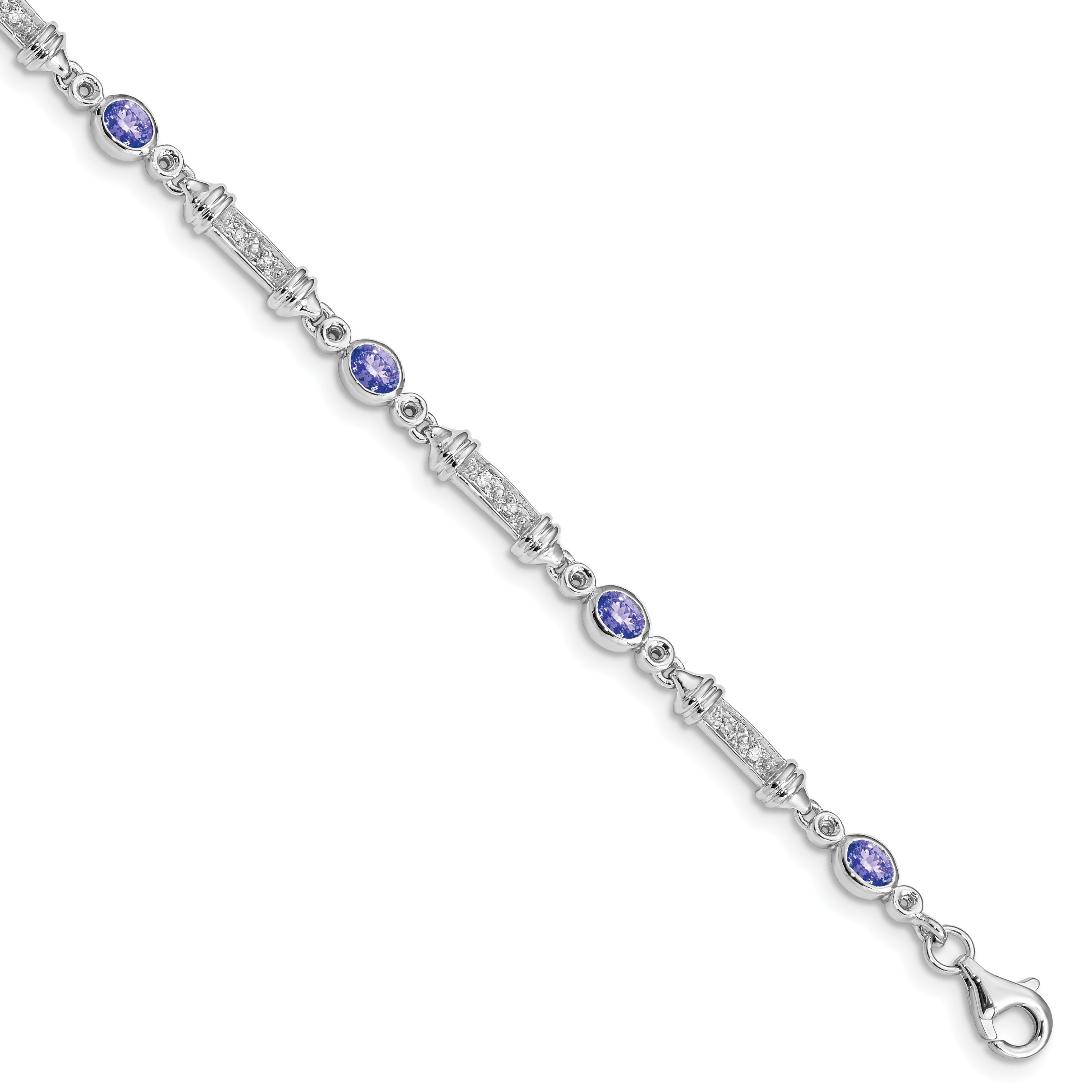Sterling Silver Rhodium-plated Tanzanite and Diamond Bracelet Main image