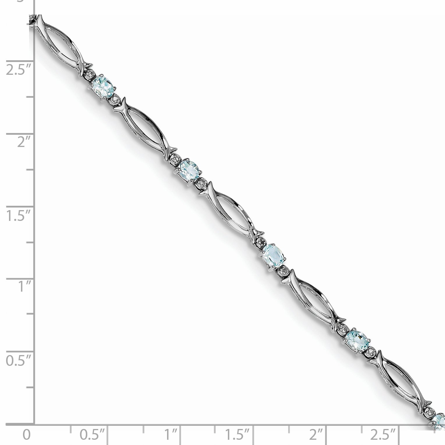 Sterling Silver Rhodium-plated Aquamarine and Diamond Bracelet