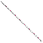 Sterling Silver Rhodium-plated Pink Tourmaline and Diamond Bracelet