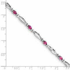 Sterling Silver Rhodium-plated Pink Tourmaline and Diamond Bracelet