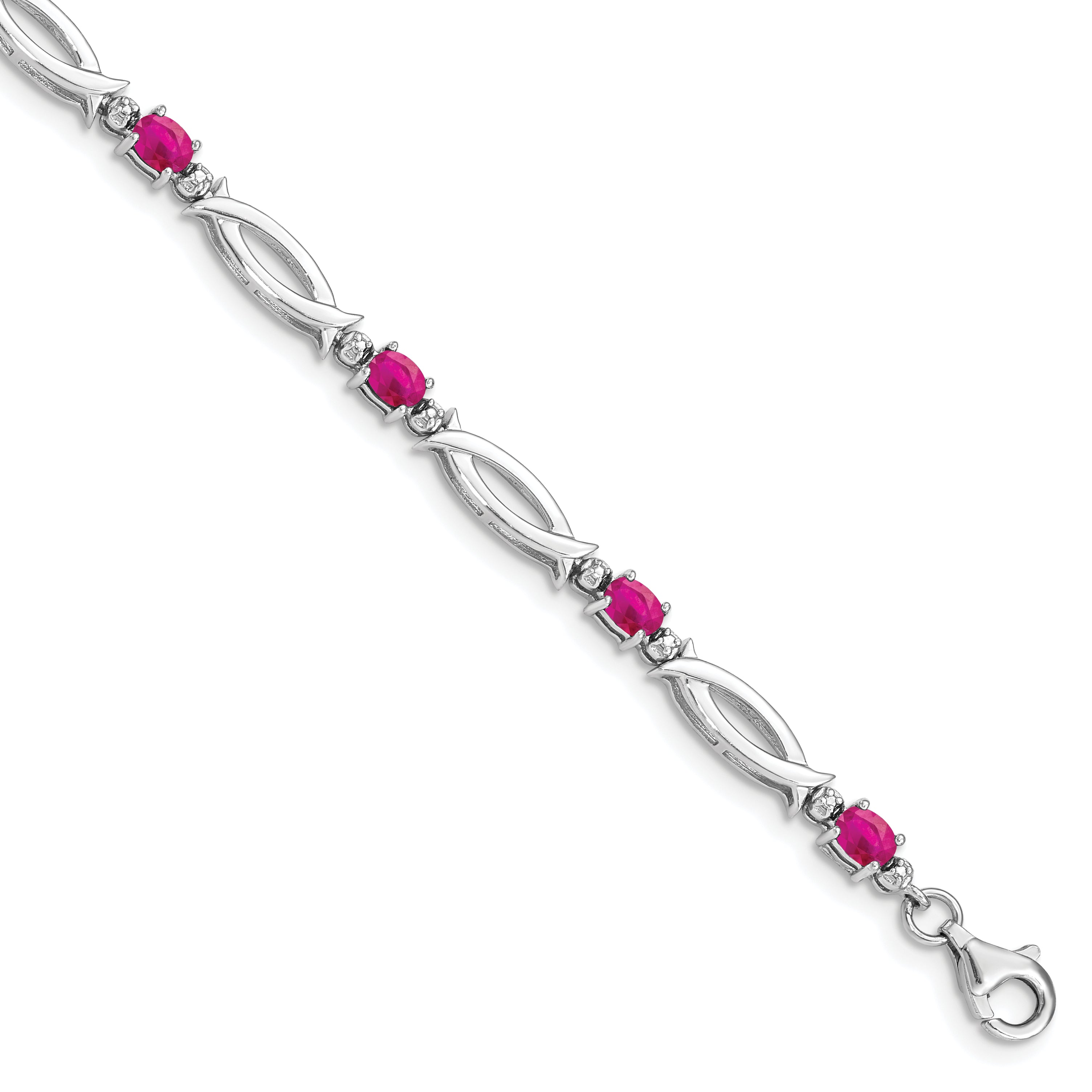 Sterling Silver Rhodium-plated Composite Ruby and Diamond Bracelet Main image