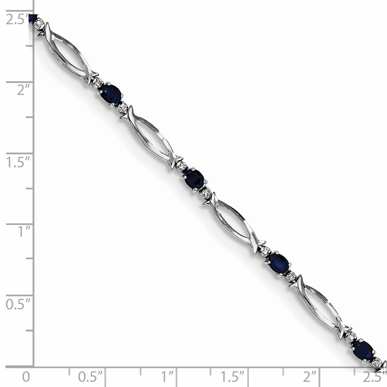 Sterling Silver Rhodium-plated Sapphire and Diamond Bracelet
