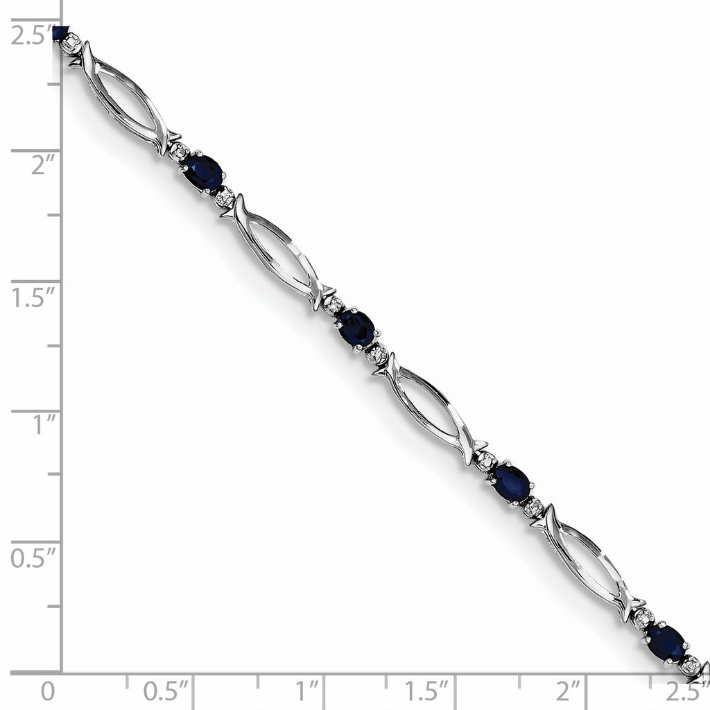 Sterling Silver Rhodium-plated Sapphire and Diamond Bracelet