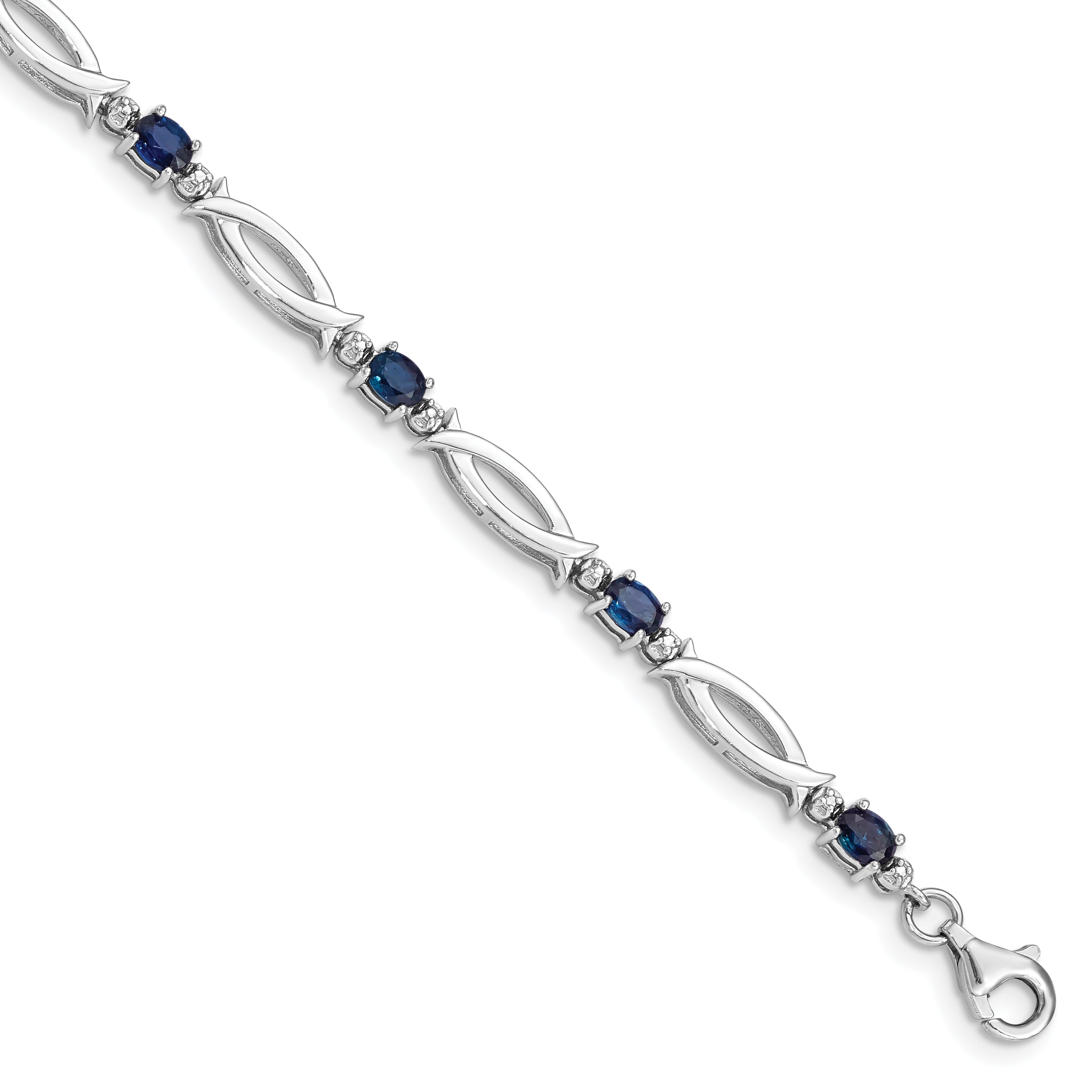 Sterling Silver Rhodium-plated Sapphire and Diamond Bracelet Main image