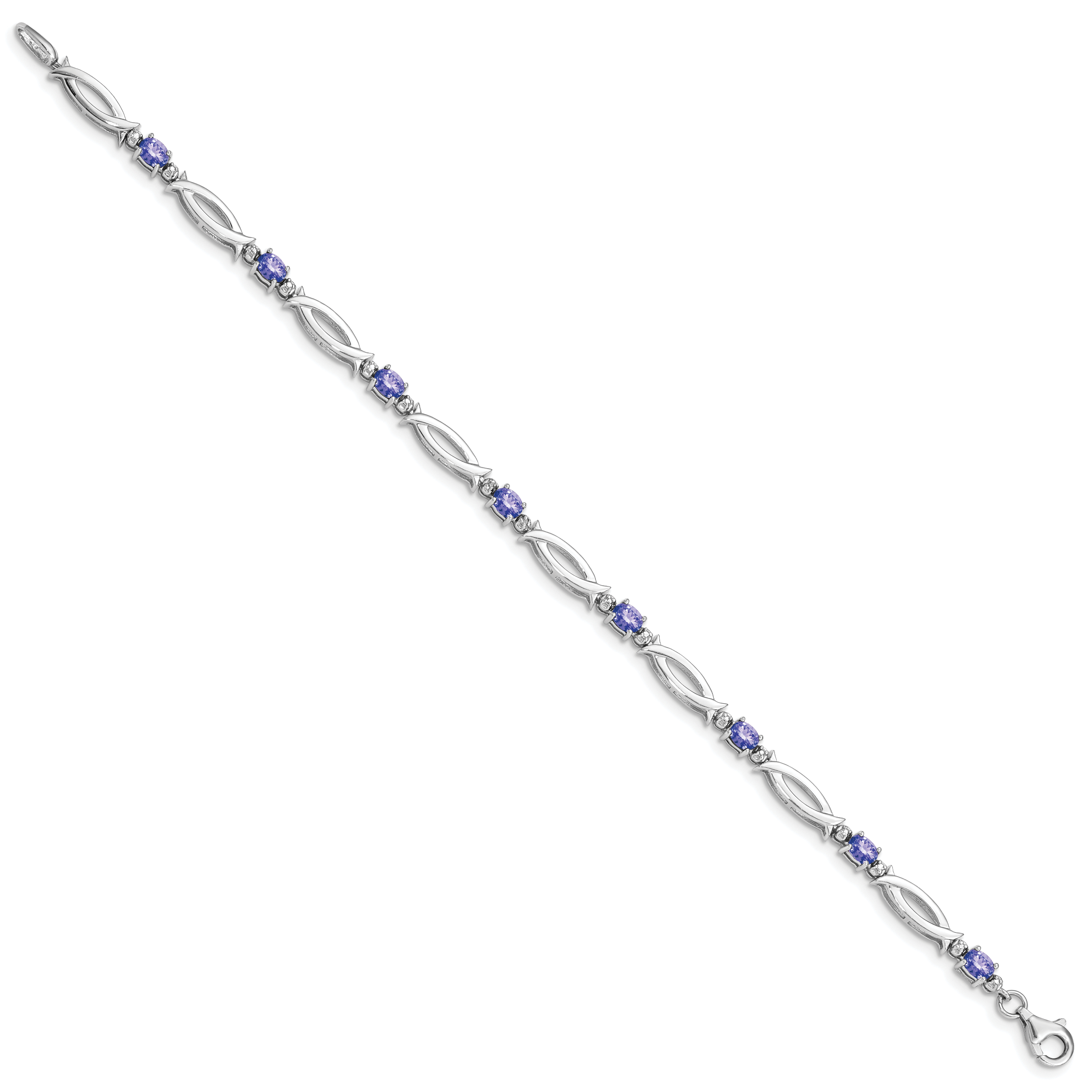 Sterling Silver Rhodium-plated Tanzanite and Diamond Bracelet Secondary image