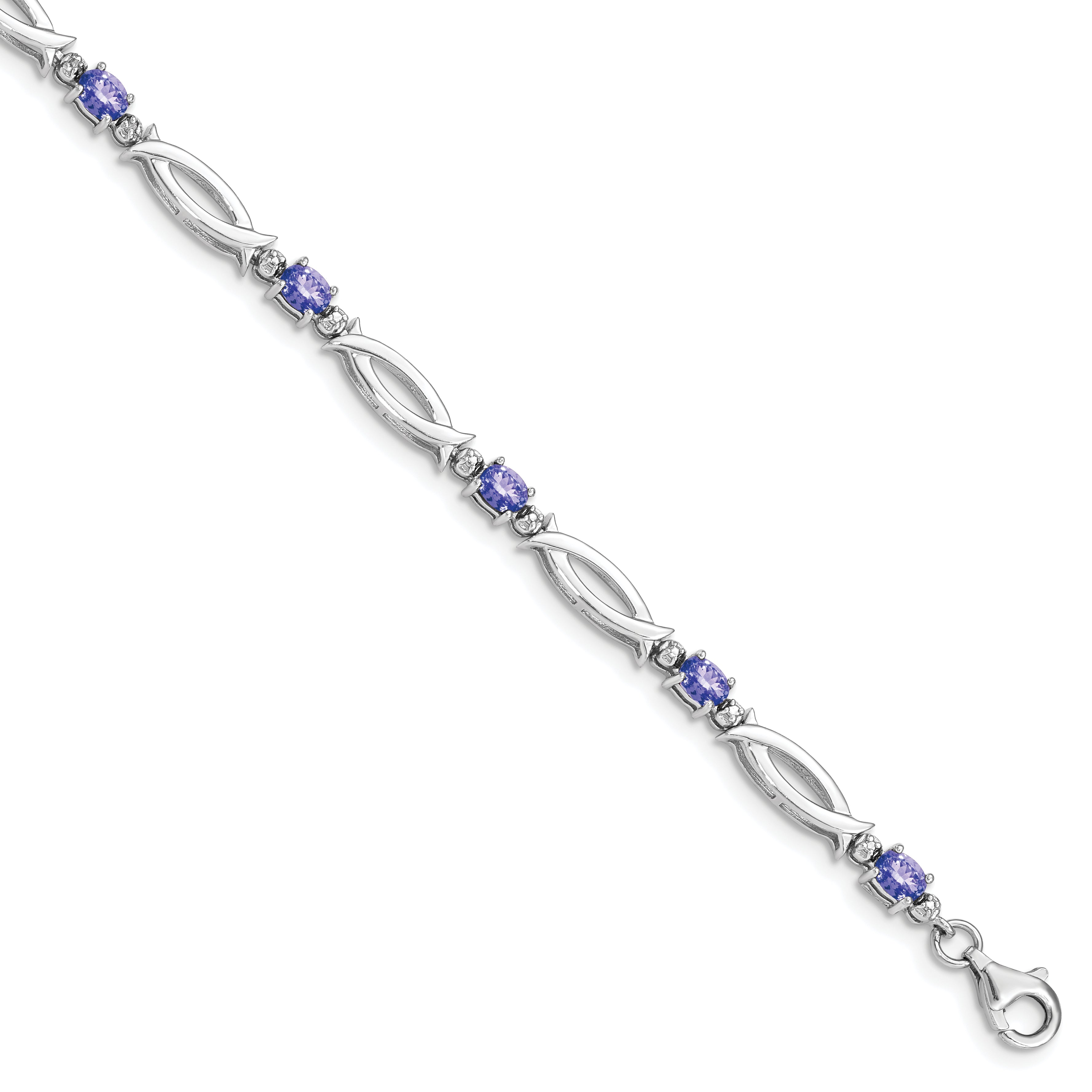 Sterling Silver Rhodium-plated Tanzanite and Diamond Bracelet Main image