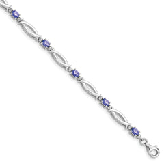 Sterling Silver Rhodium-plated Tanzanite and Diamond Bracelet