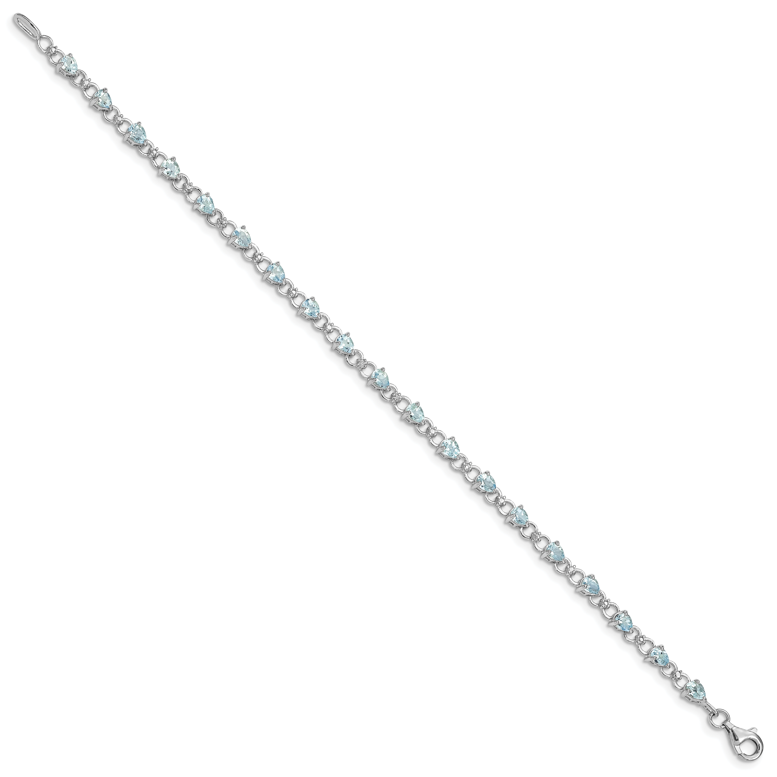 Sterling Silver Rhodium-plated Aquamarine and Diamond Bracelet Secondary image