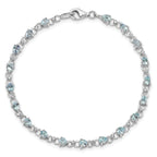 Sterling Silver Rhodium-plated Aquamarine and Diamond Bracelet