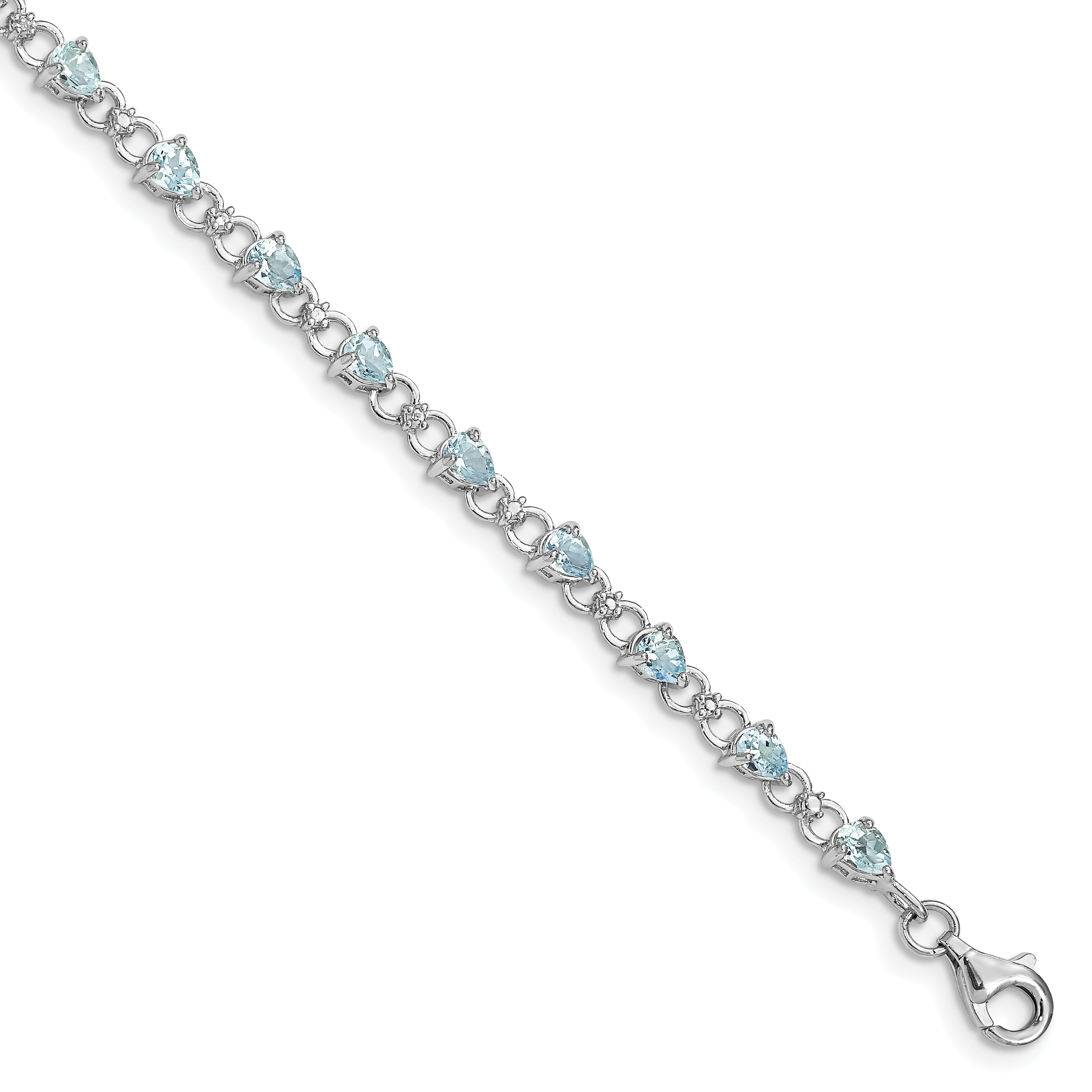 Sterling Silver Rhodium-plated Aquamarine and Diamond Bracelet Main image