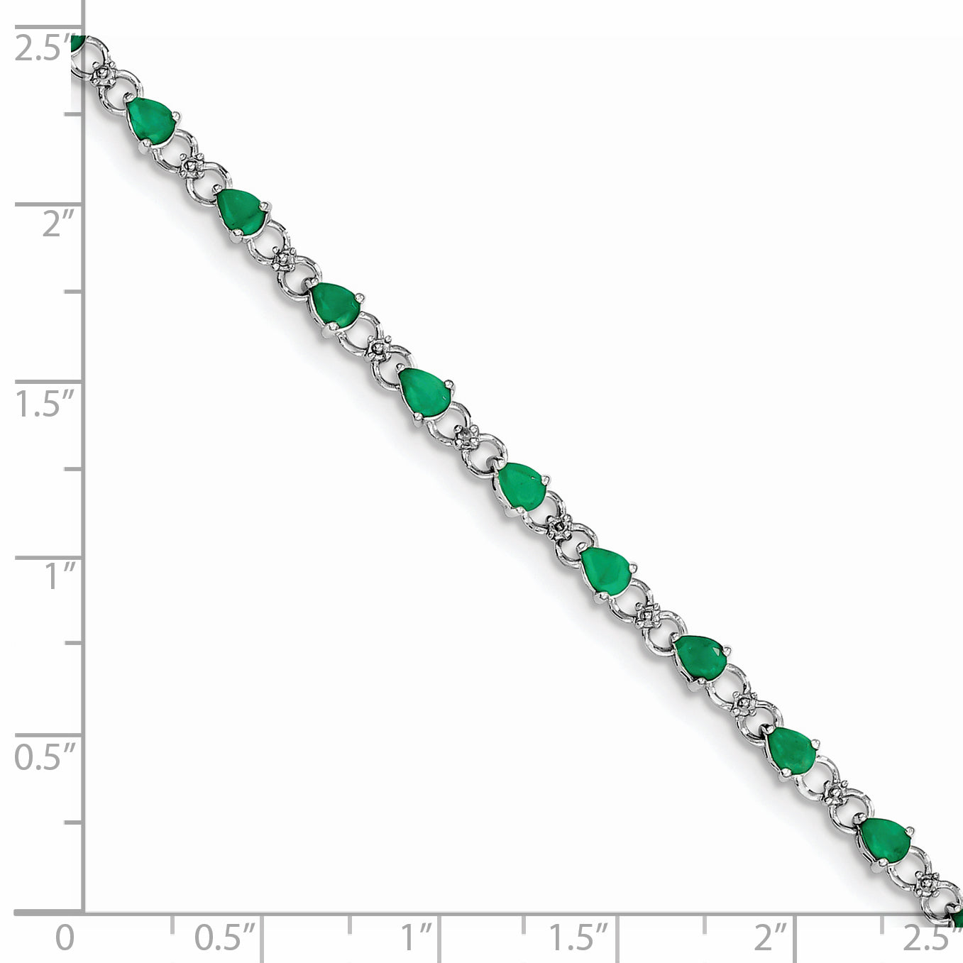 Sterling Silver Rhodium-plated Emerald and Diamond Bracelet