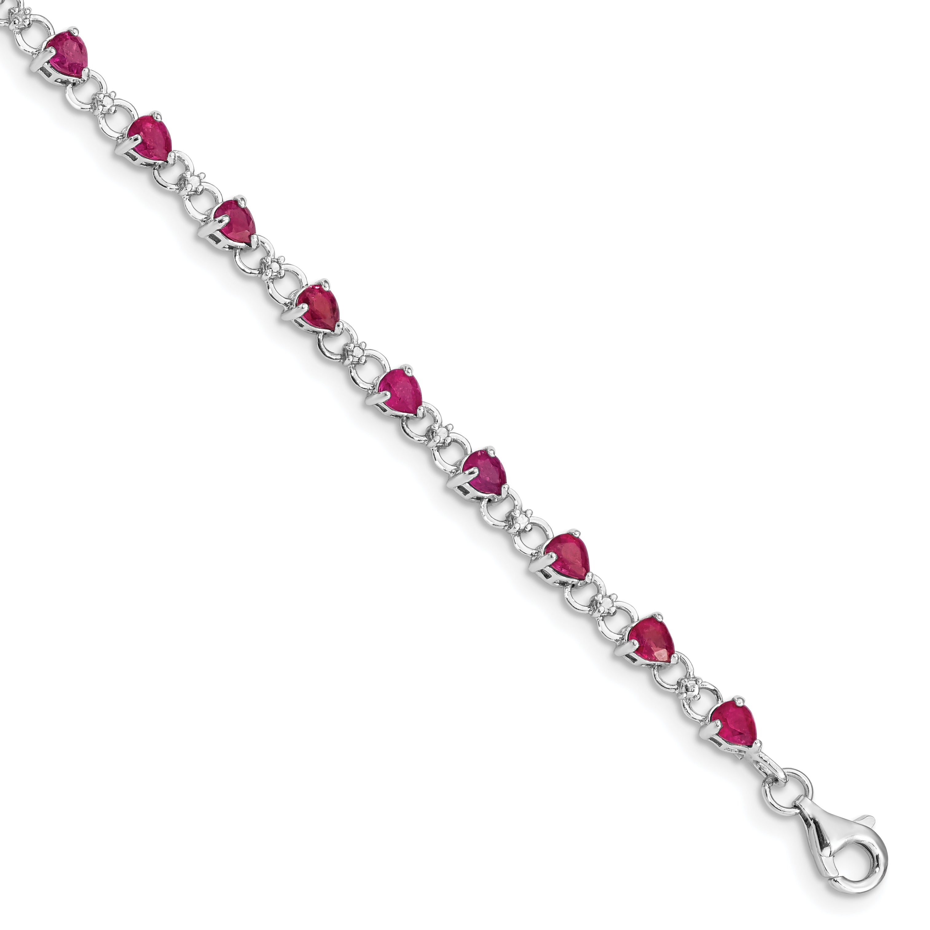 Sterling Silver Rhodium-plated Composite Ruby and Diamond Bracelet Main image