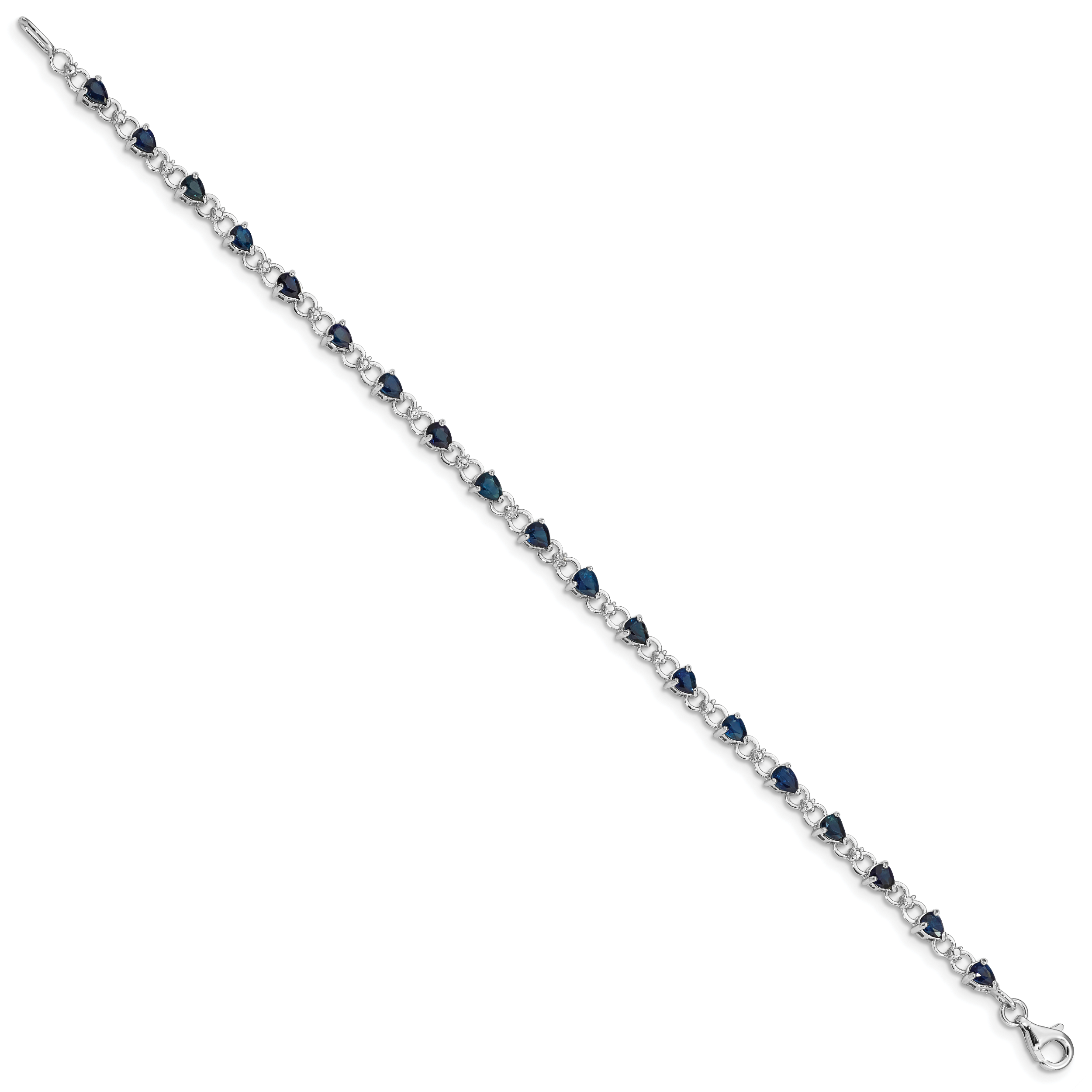 Sterling Silver Rhodium-plated Sapphire and Diamond Bracelet Secondary image