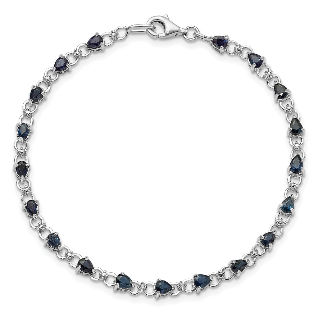 Sterling Silver Rhodium-plated Sapphire and Diamond Bracelet