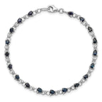 Sterling Silver Rhodium-plated Sapphire and Diamond Bracelet