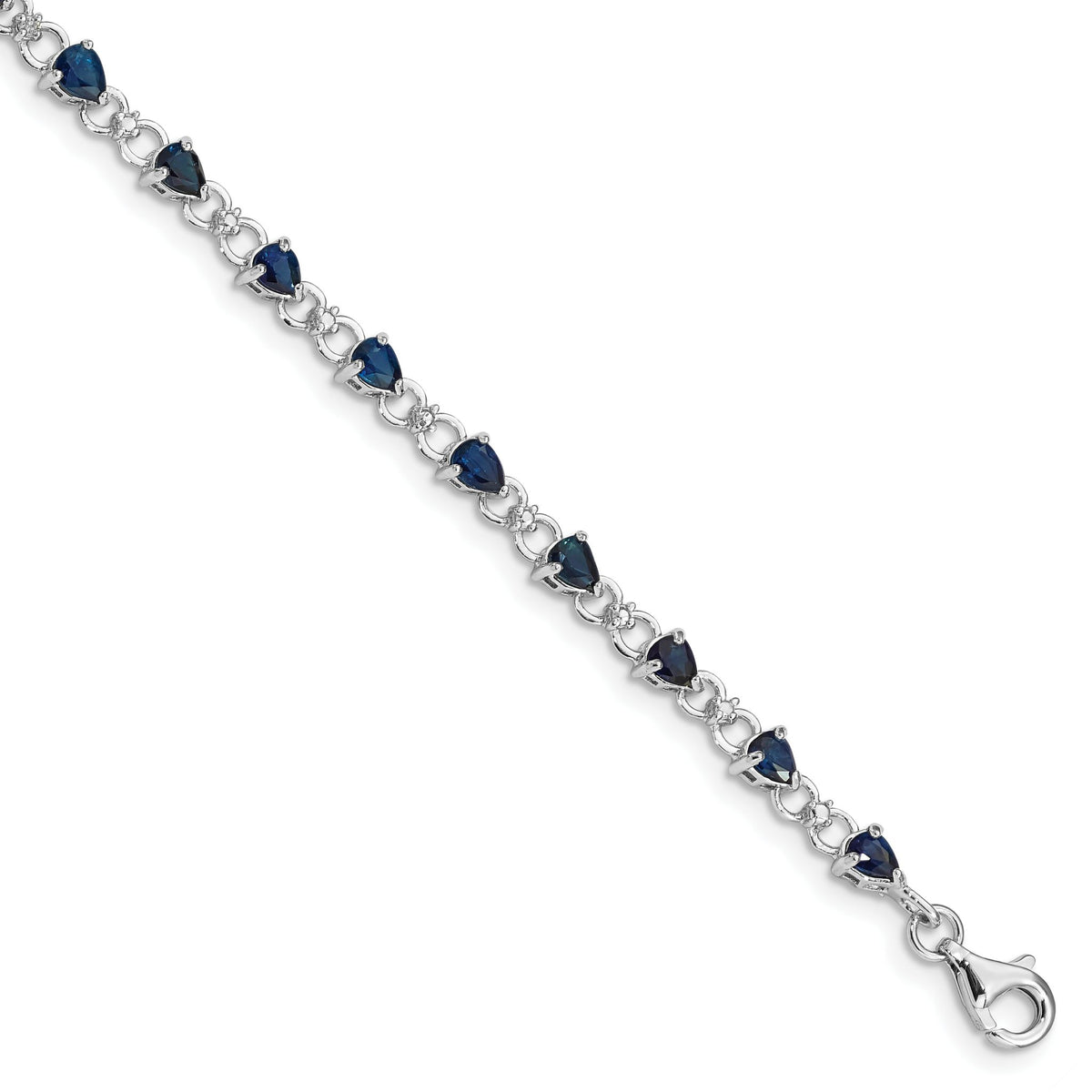 Pear Sapphire & Diamond Bracelet in Sterling Silver, 3mm (0.02 ct. tw.), 7 Inch - Sophia Jewelers Main image