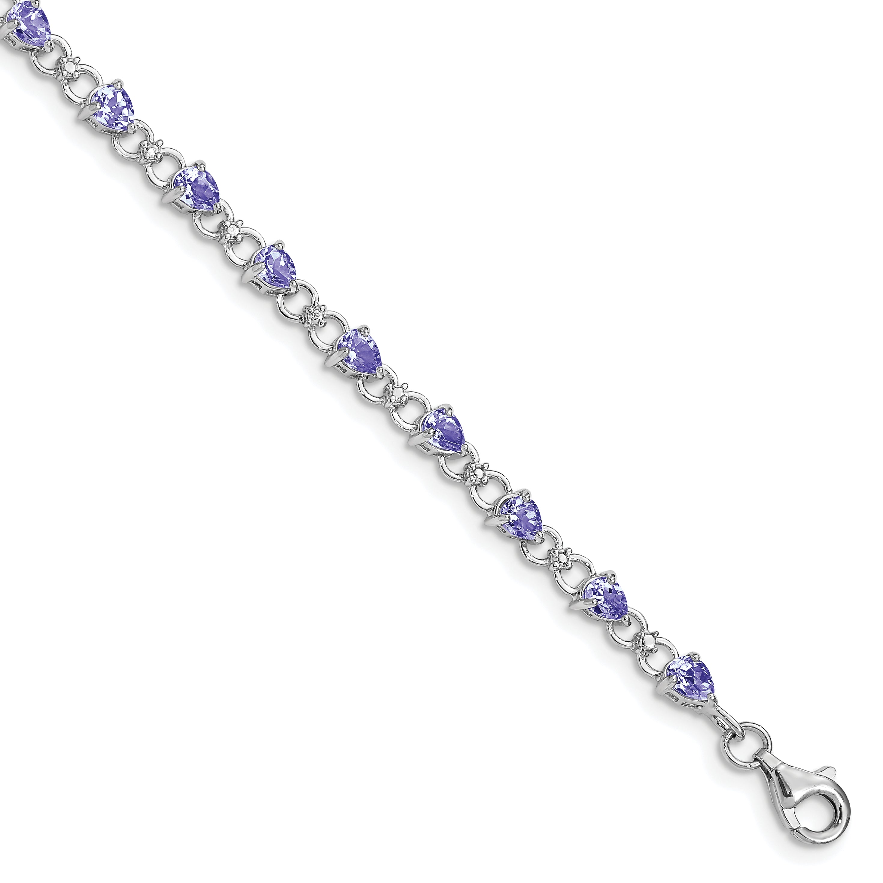 Sterling Silver Rhodium-plated Tanzanite and Diamond Bracelet Main image
