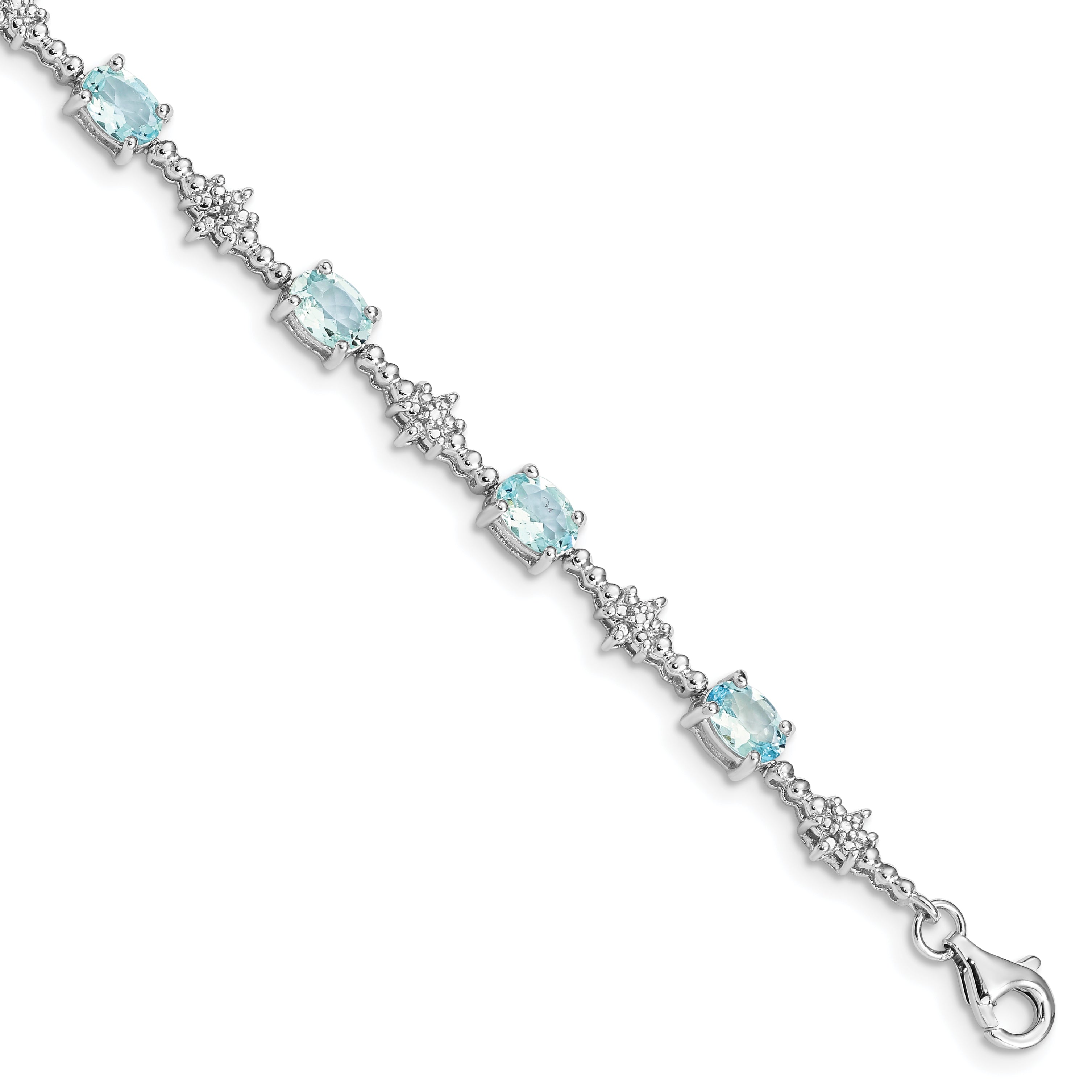 Sterling Silver Rhodium-plated Aquamarine and Diamond Bracelet Main image