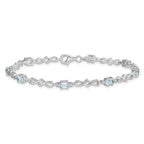 Sterling Silver Rhodium-plated Aquamarine and Diamond Bracelet
