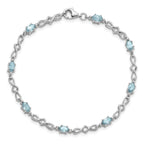 Sterling Silver Rhodium-plated Aquamarine and Diamond Bracelet