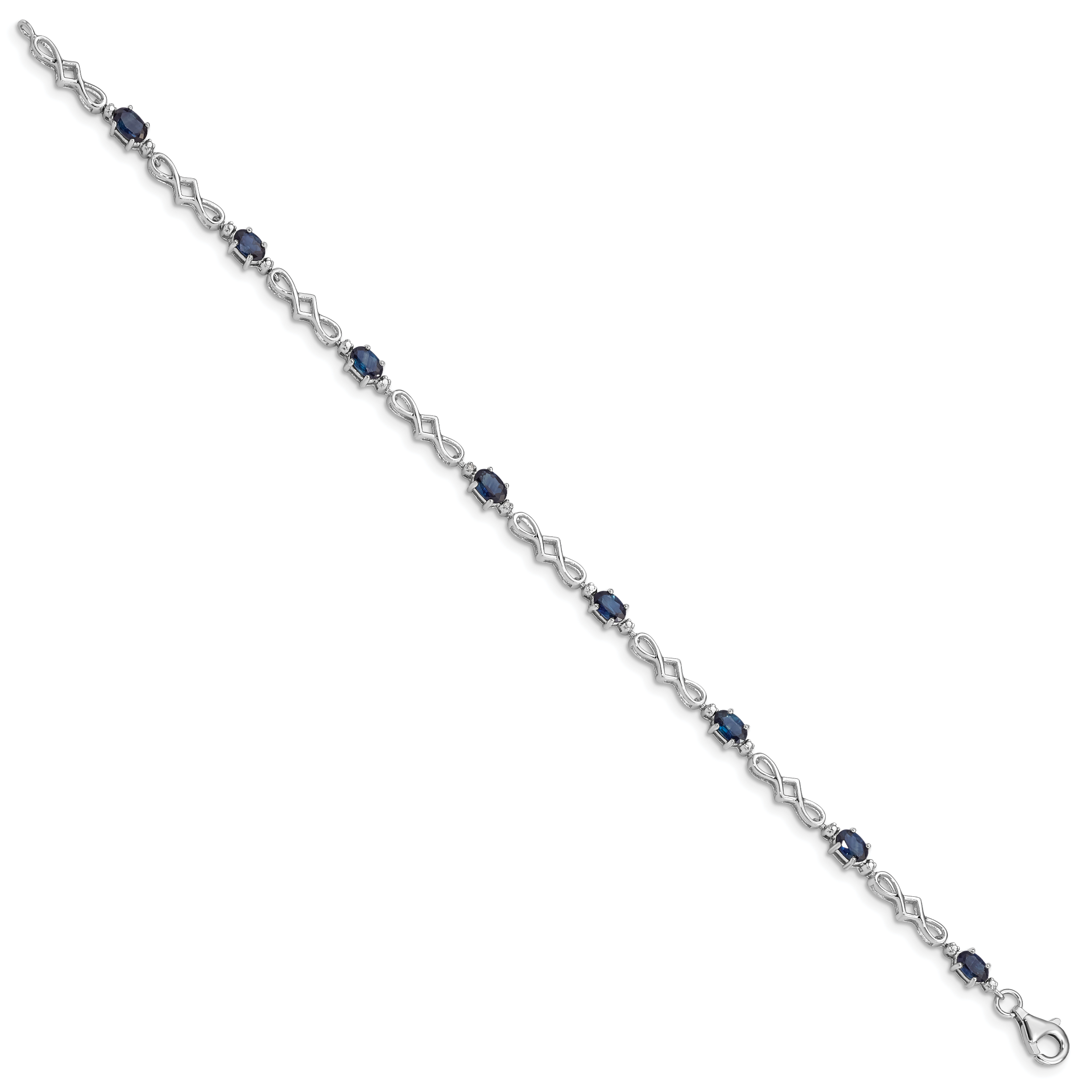 Sterling Silver Rhodium-plated Sapphire and Diamond Bracelet Secondary image