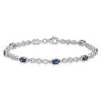 Sterling Silver Rhodium-plated Sapphire and Diamond Bracelet