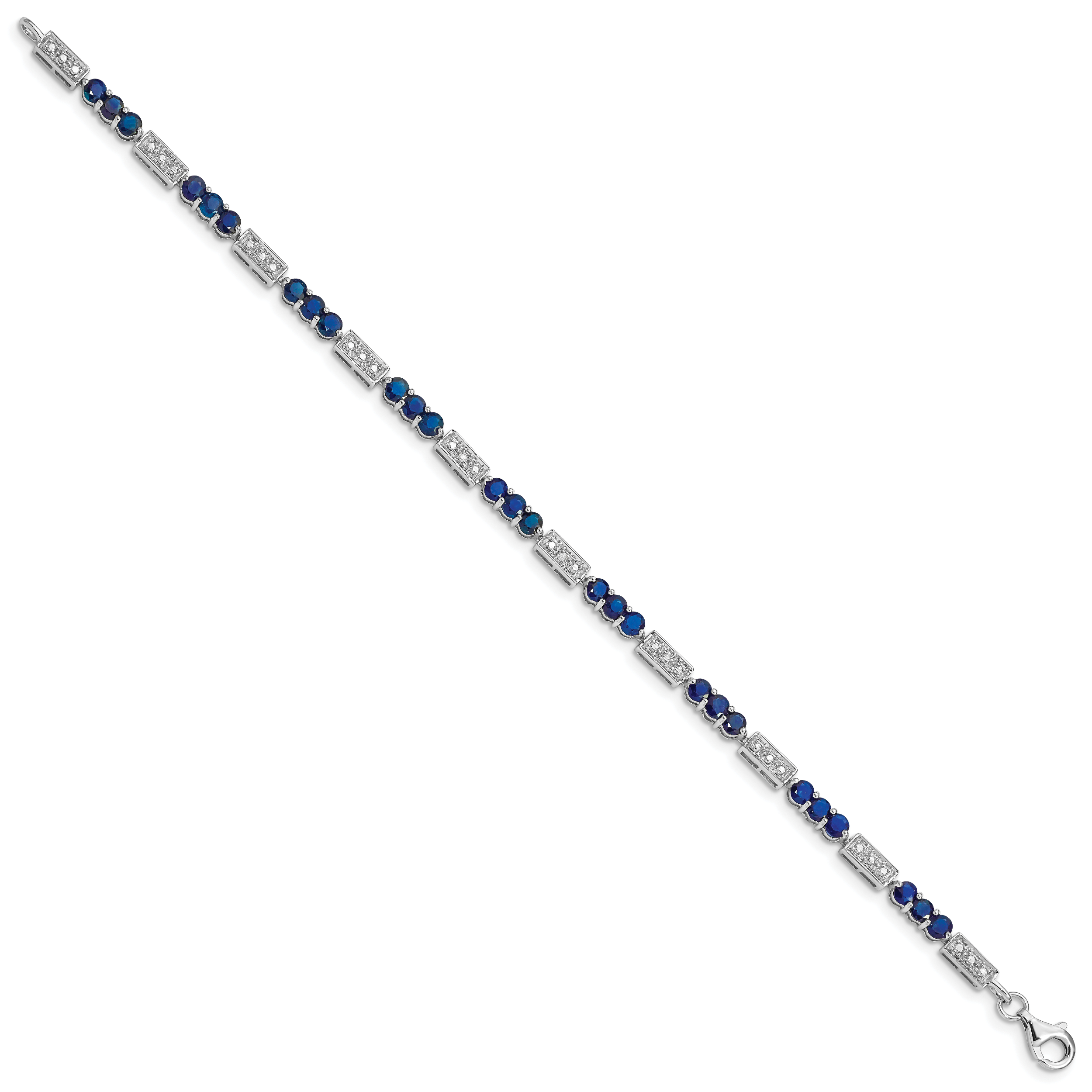 Sterling Silver Rhodium-plated Sapphire and Diamond Bracelet Secondary image