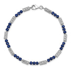 Sterling Silver Rhodium-plated Sapphire and Diamond Bracelet