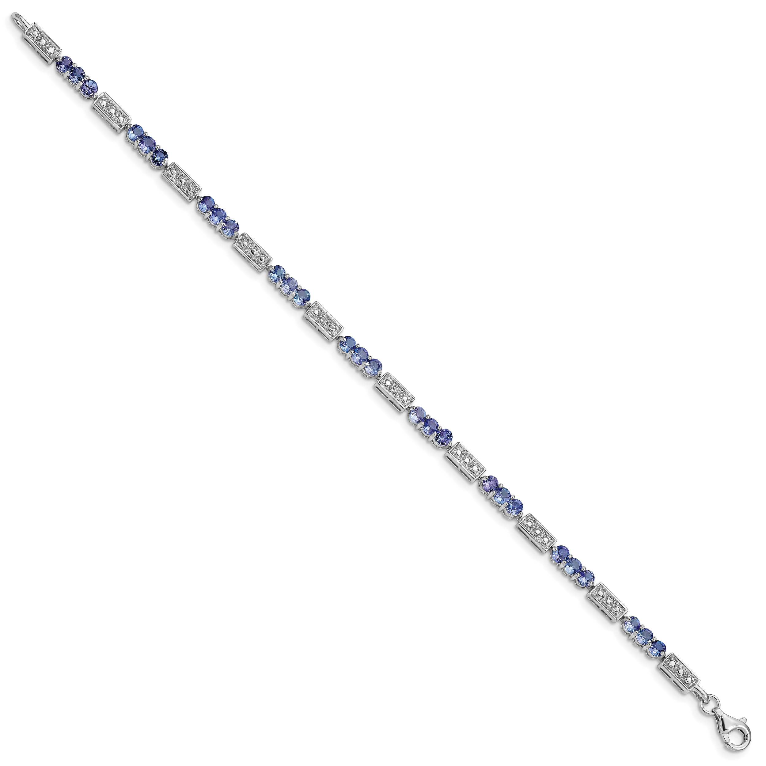 Sterling Silver Rhodium-plated Tanzanite and Diamond Bracelet Secondary image
