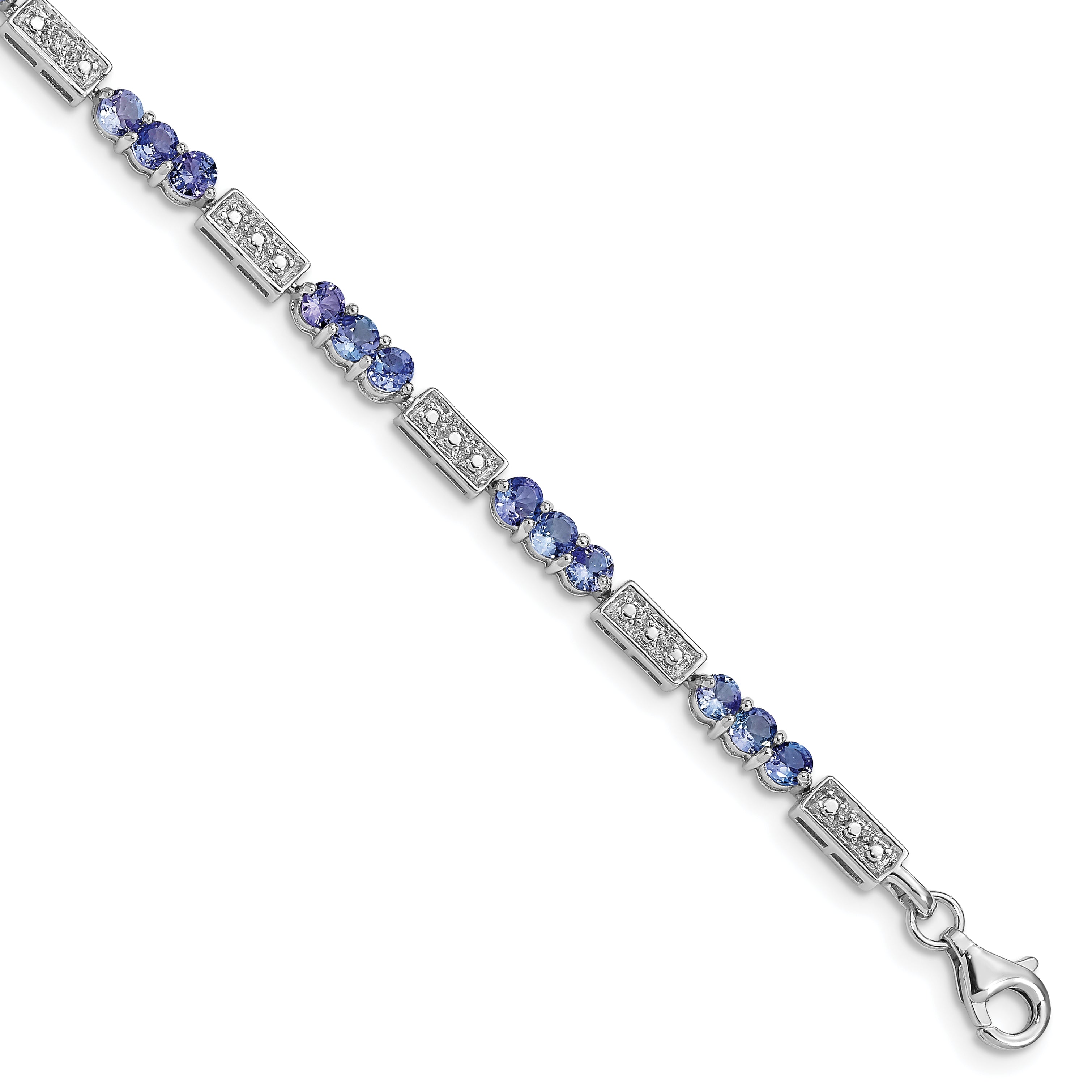 Sterling Silver Rhodium-plated Tanzanite and Diamond Bracelet Main image