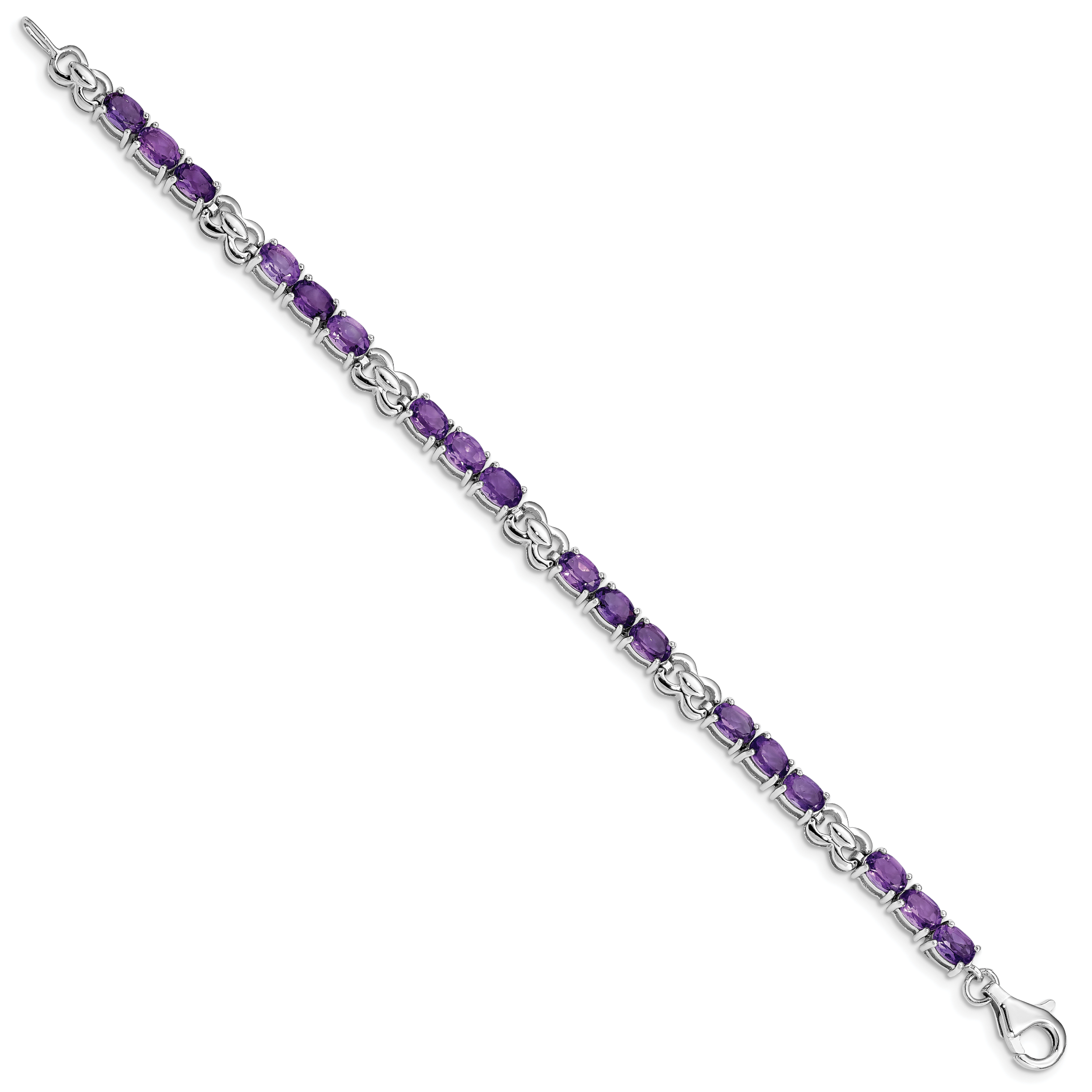 Sterling Silver Rhodium-plated Amethyst Bracelet Secondary image