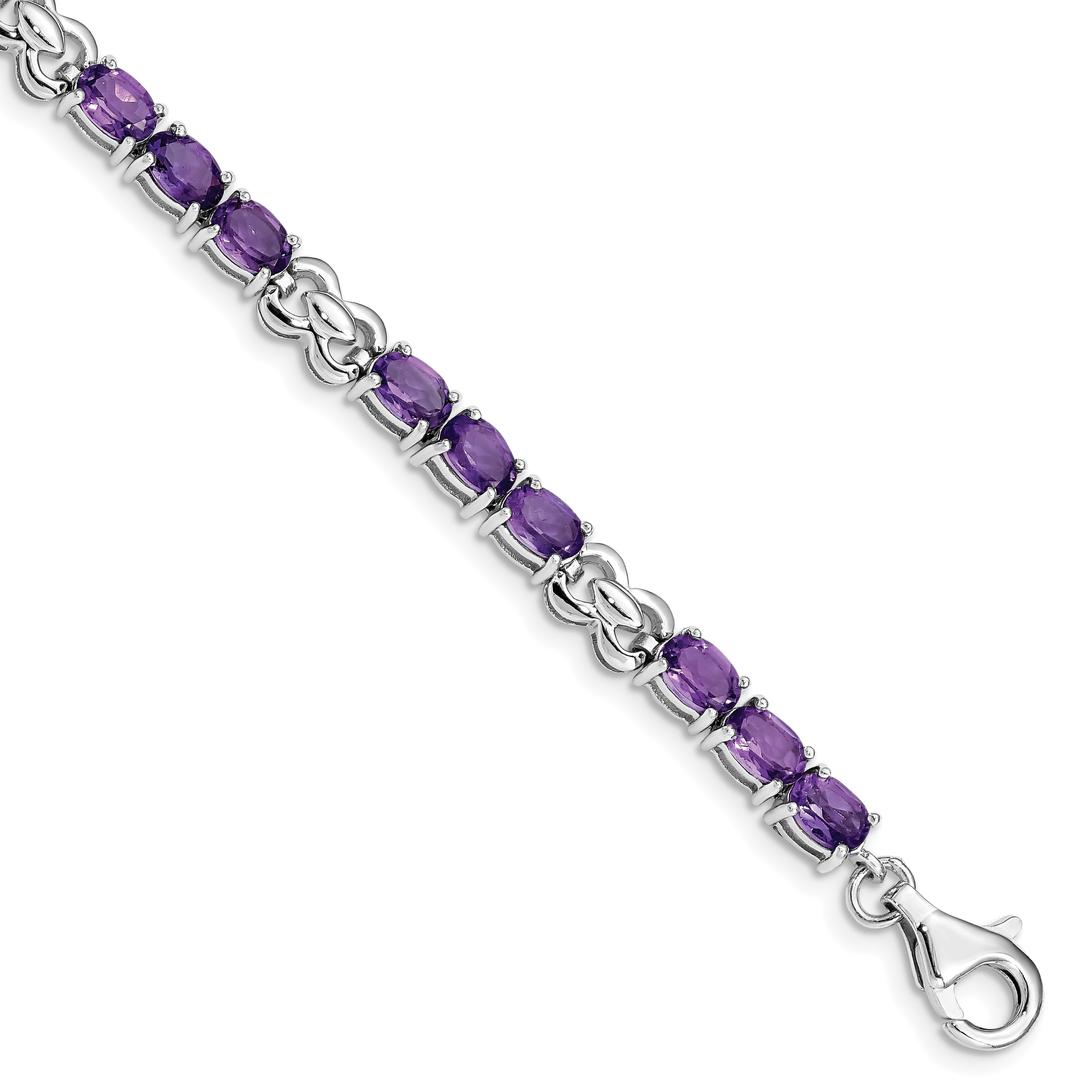 Sterling Silver Rhodium-plated Amethyst Bracelet Main image