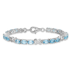 Sterling Silver Rhodium-plated Blue Topaz Bracelet