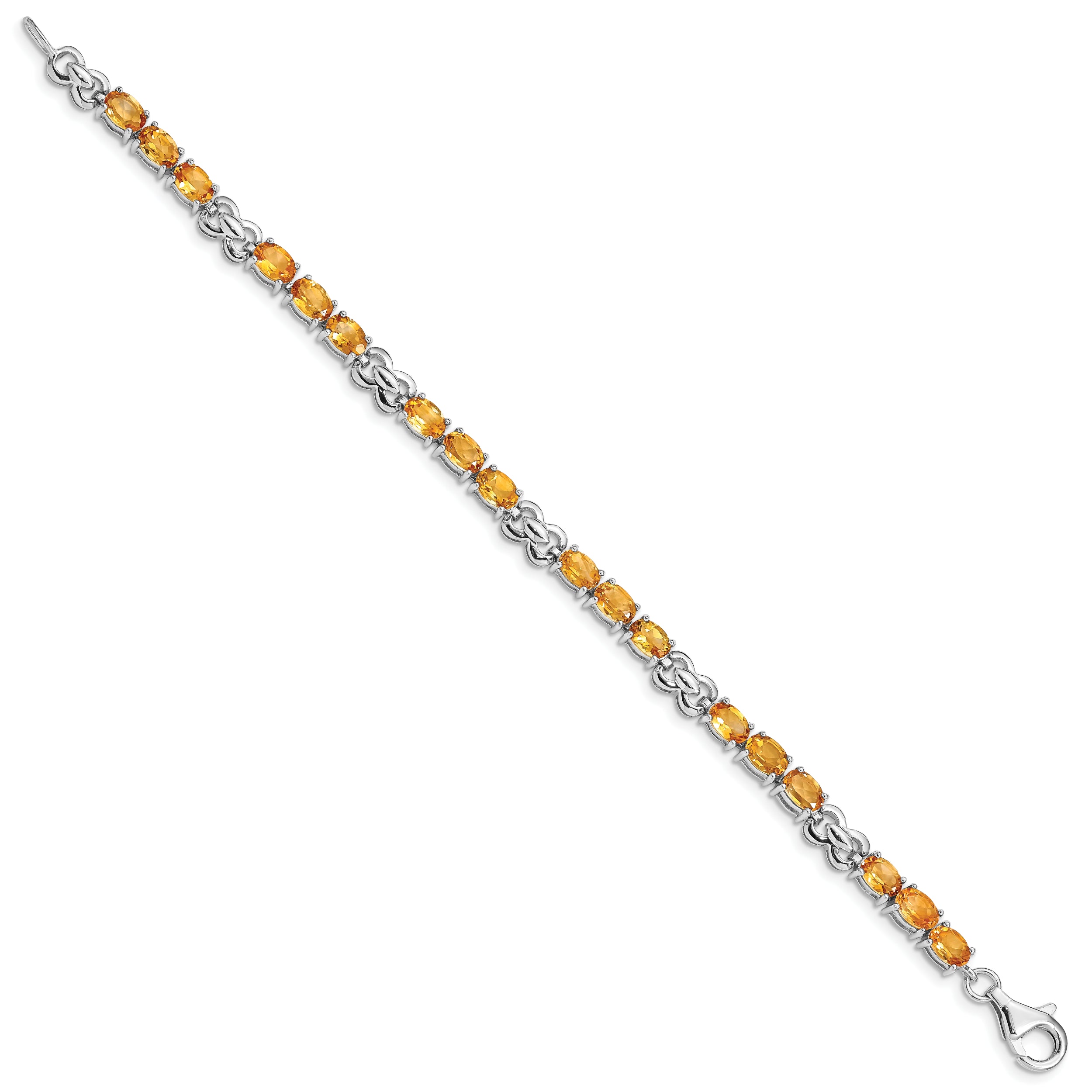 Sterling Silver Rhodium-plated Citrine Bracelet