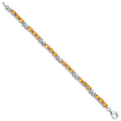 Sterling Silver Rhodium-plated Citrine Bracelet