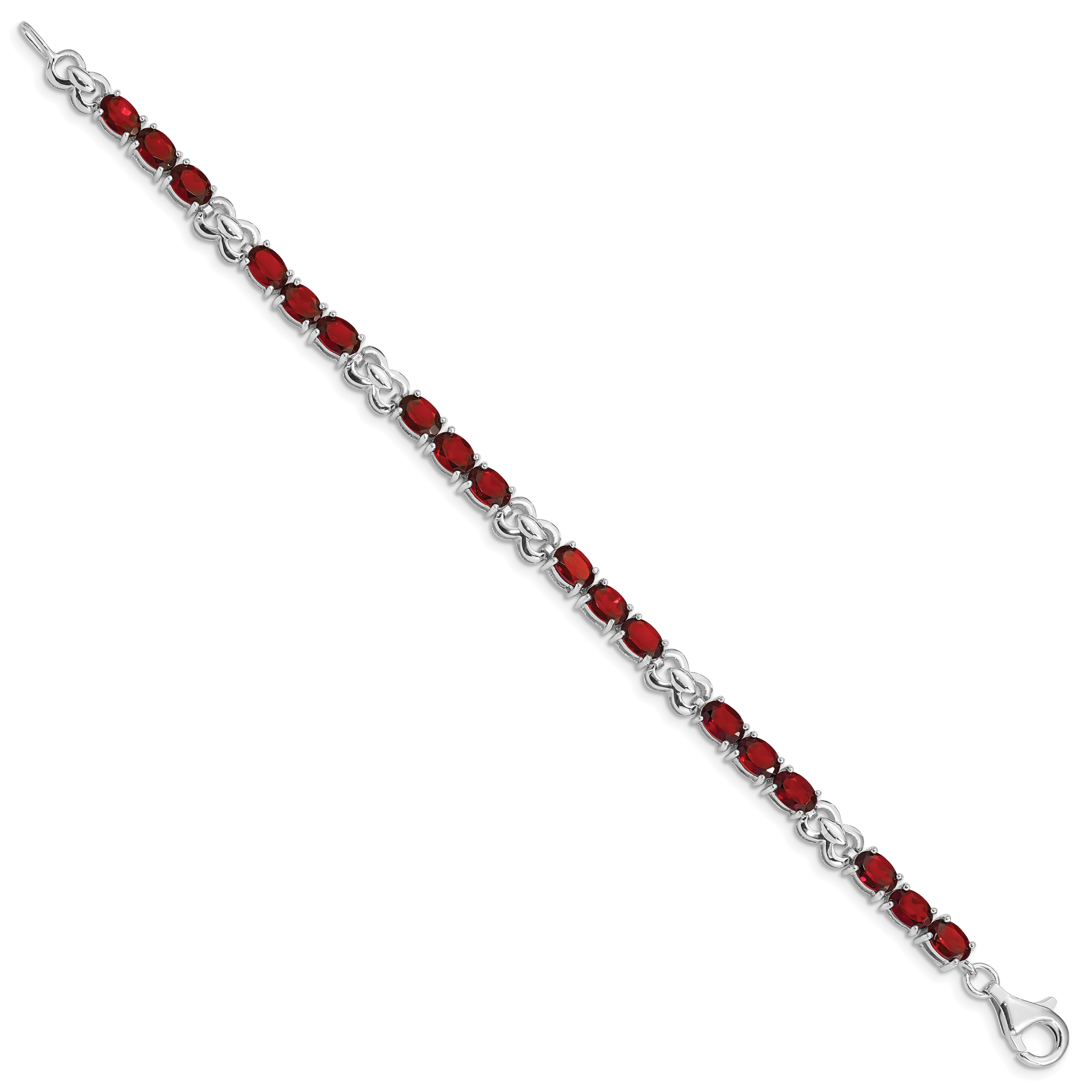 Sterling Silver Rhodium-plated Garnet Bracelet Secondary image