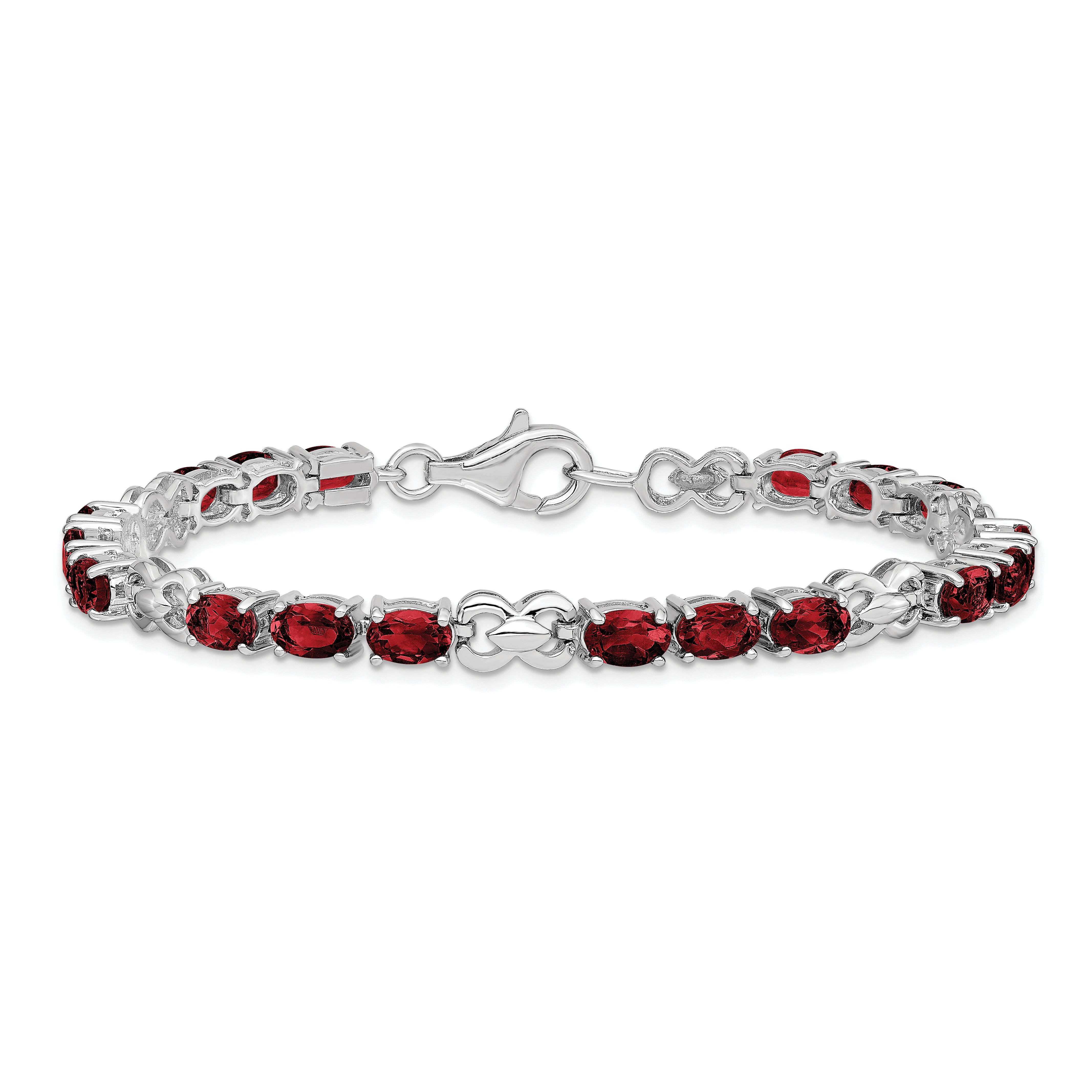 Sterling Silver Rhodium-plated Garnet Bracelet